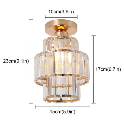 A tiered modern black and clear crystal led ceiling light chandelier with gold-toned metal accents for bedroom decorbites crystal led