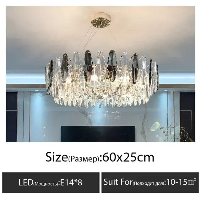 Modern black and clear diamond crystal chandelier pendant lamp with led light source for living room lighting