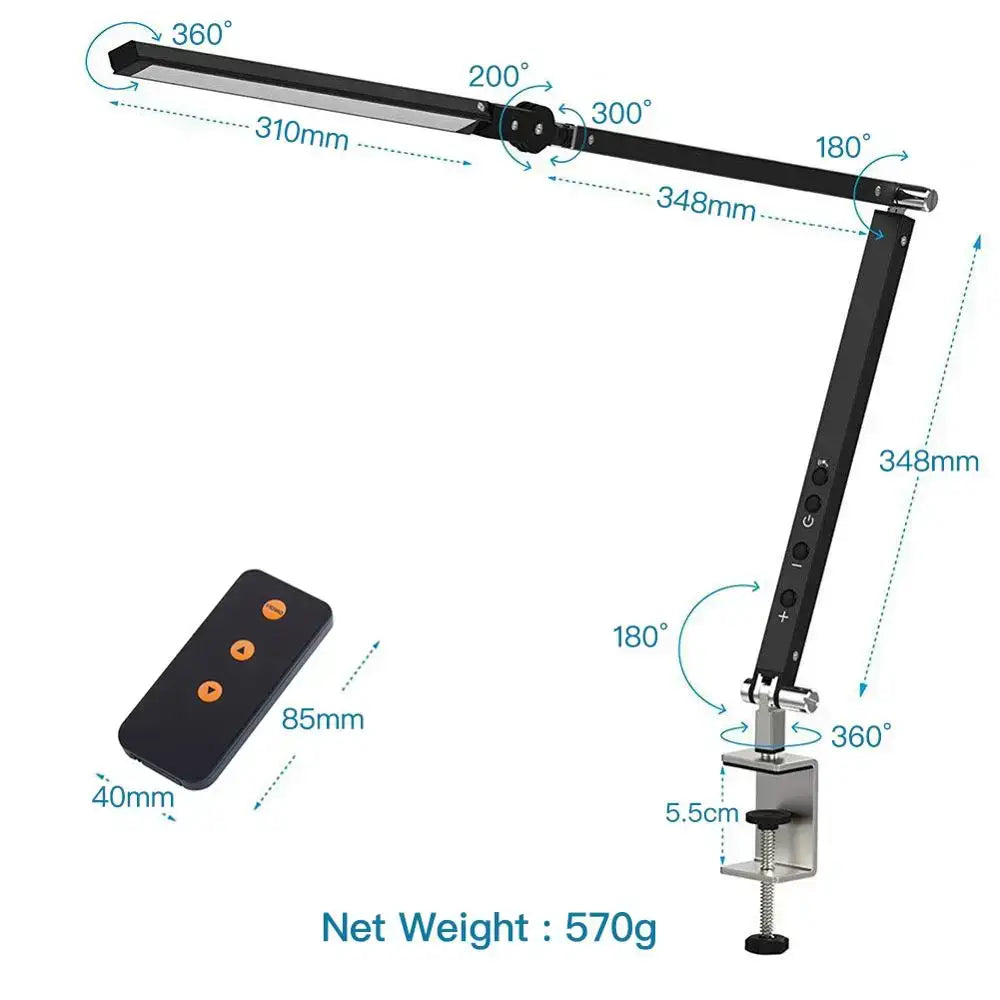 Modern black clip led desk lamp with adjustable arm and clamp base ideal for office reading and decorbites clip led use