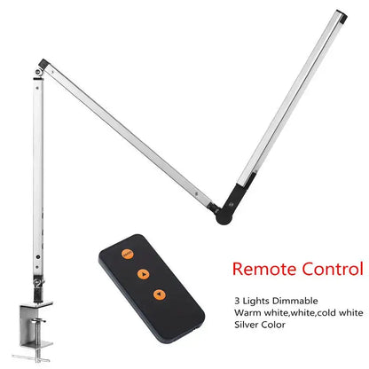 Silver adjustable desk lamp with articulated arm and clamp base for modern black decorbites clip led desk use
