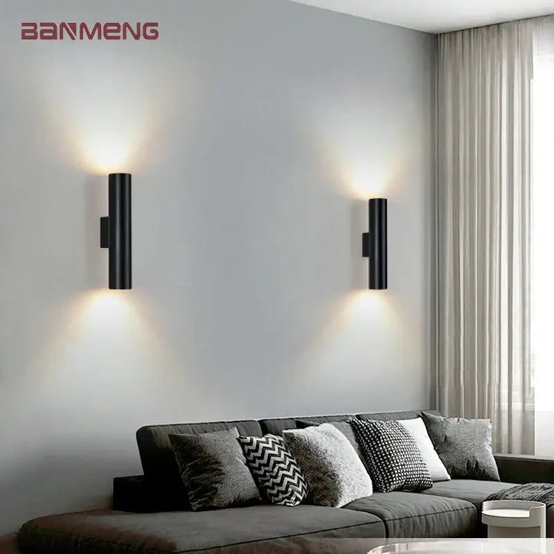 Modern black cob led wall lamp with sleek cylindrical design for bedroom decorbites cob led up down sconce lighting