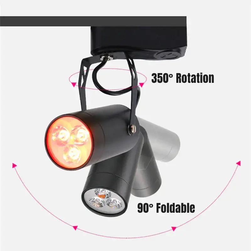 Modern black colorful rgb led track lights with three led bulbs 350° rotation and 90° foldable design for ktv decorbites colorful rgb