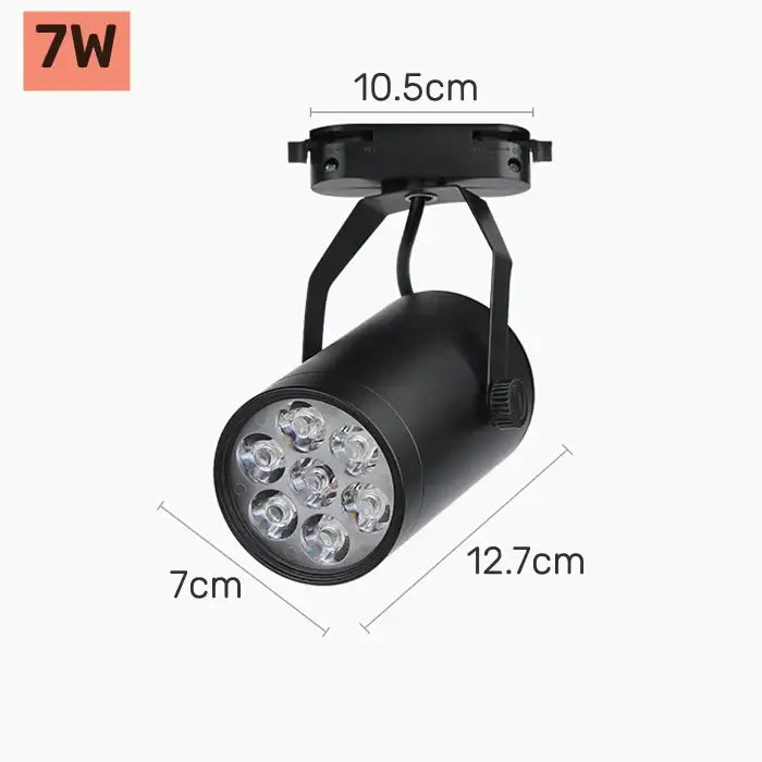 Black 7w led track light with seven clear bulbs in a circular pattern for modern decorbites colorful rgb led stage decor