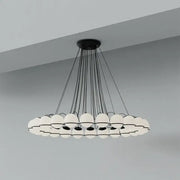 Modern black concentric chandelier with multiple frosted glass shade led spherical globes pendant lights design