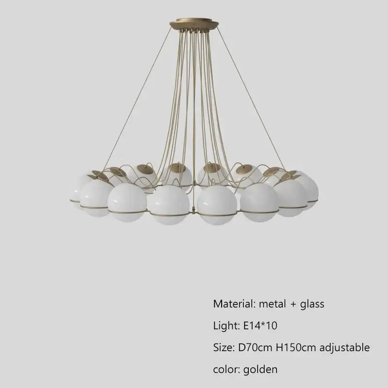 Modern black concentric pendant lights with golden frame and white glass shade led globe suspended by metal chains