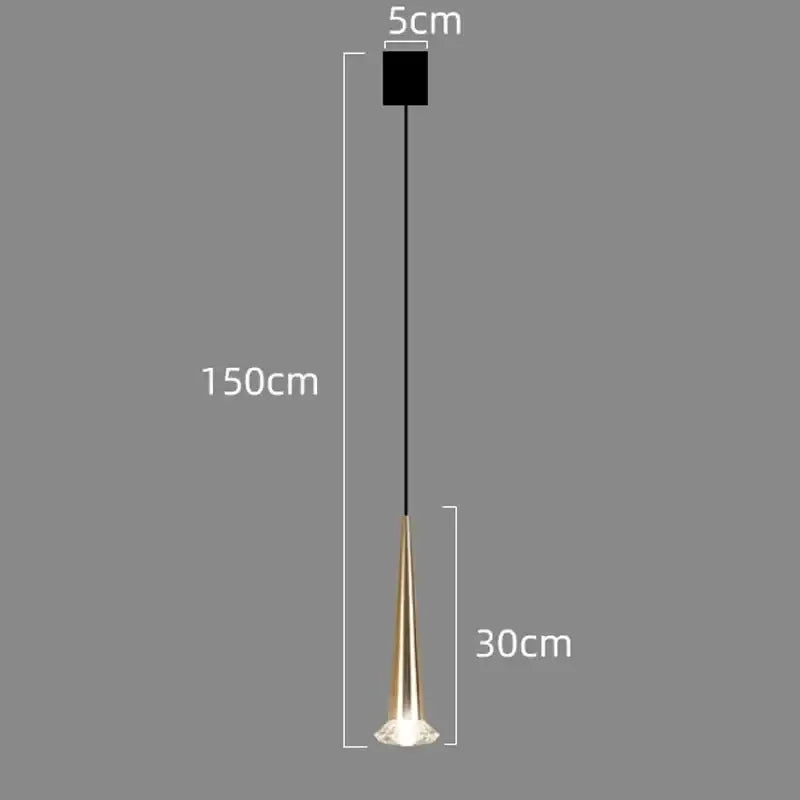 A modern black conical crystal led staircase chandelier with gold-toned shade and black cord for stairwell decorbites crystal led