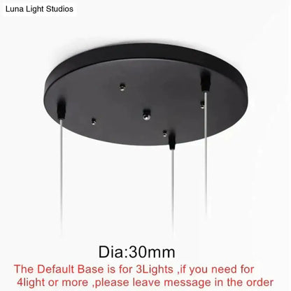 Modern black conical led pendant lamp ceiling base with three adjustable silver rods for kitchen island lighting