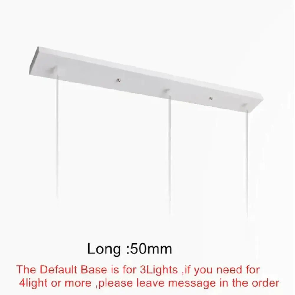 Modern black conical led pendant lamp with white rectangular shade and three cords for kitchen island lighting