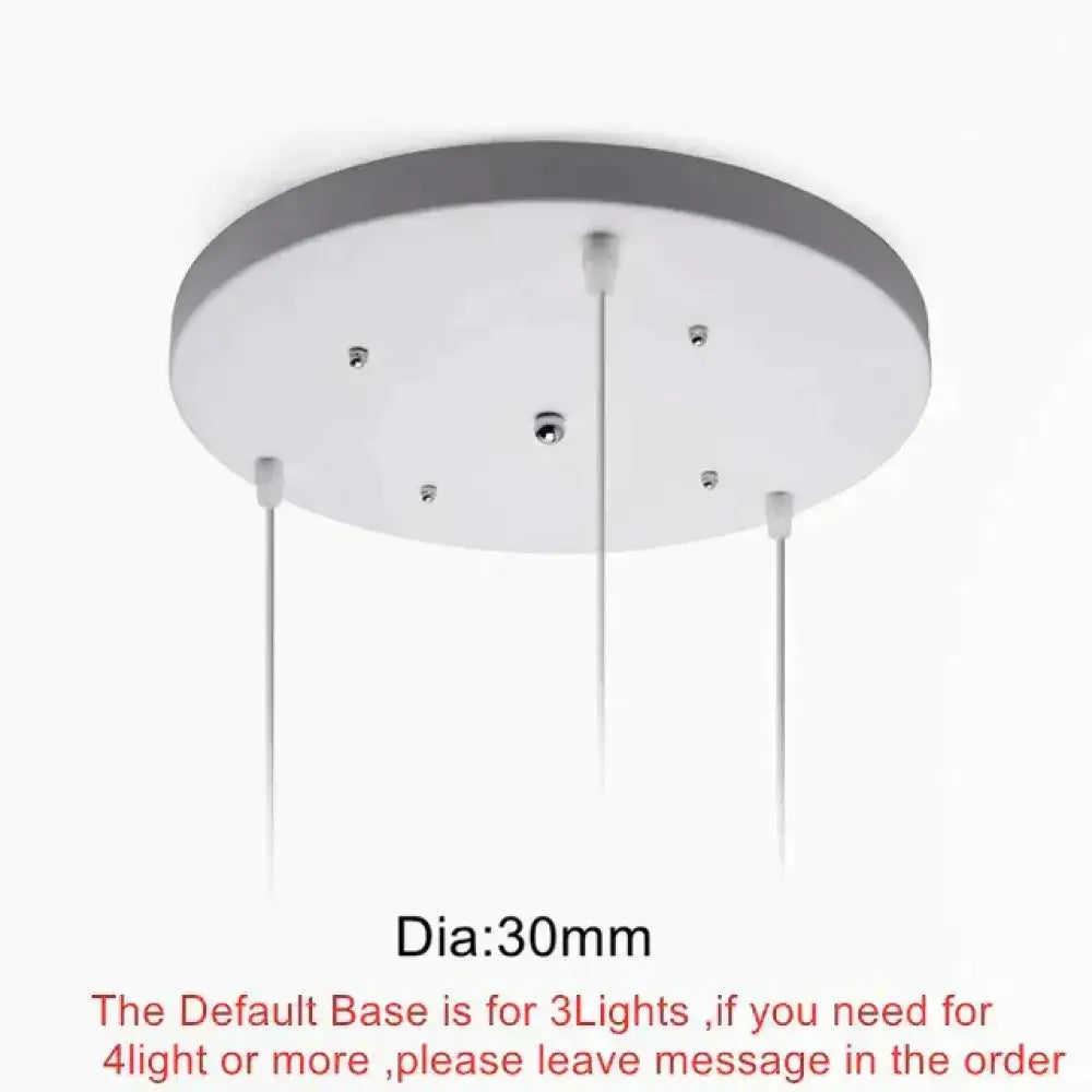 White circular ceiling light base with gray rim and three cords for modern black conical led pendant lamp kitchen island