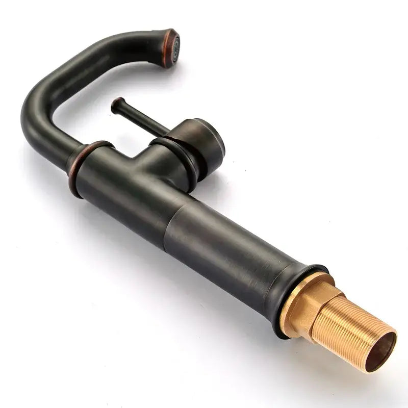 Modern black and copper basin faucet with black antique brass matte finish and brass accents for bathroom decorbites mixer tap
