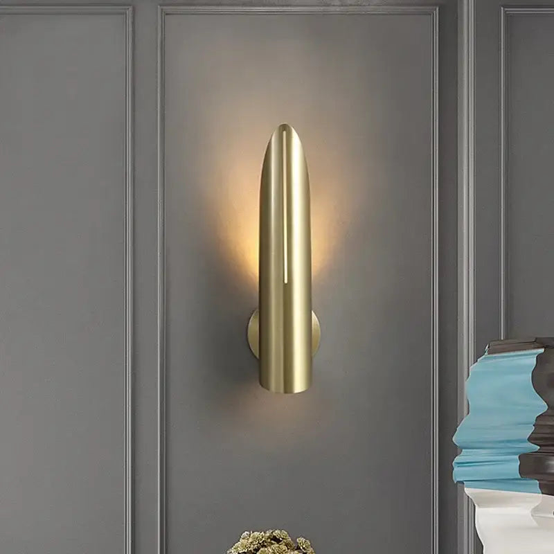 Modern black copper luxe wall lamp with gold-toned sleek cylindrical teardrop sconce for living room decorbites black copper