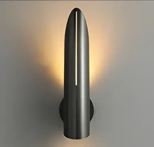 Sleek black copper luxe wall lamp with cylindrical teardrop sconce design for modern living room decorbites black copper