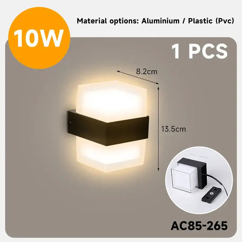 Modern black courtyard led wall light with hexagonal frame and white diffuser in aluminum or pvc decorbites courtyard led