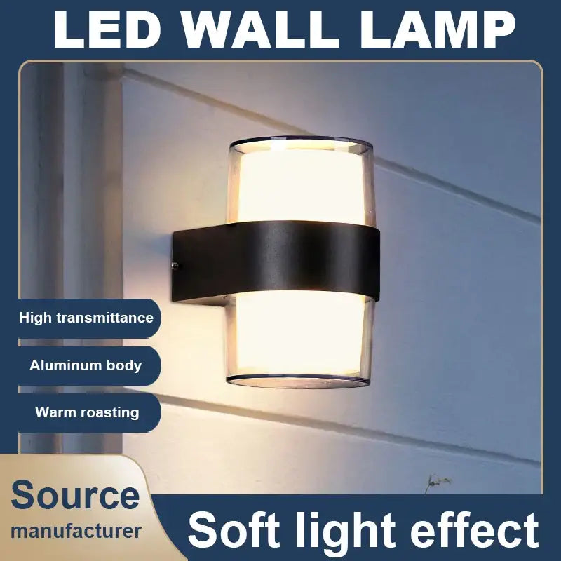 Modern black courtyard led wall light with sleek aluminum body and clear glass for warm outdoor decorbites courtyard led lighting