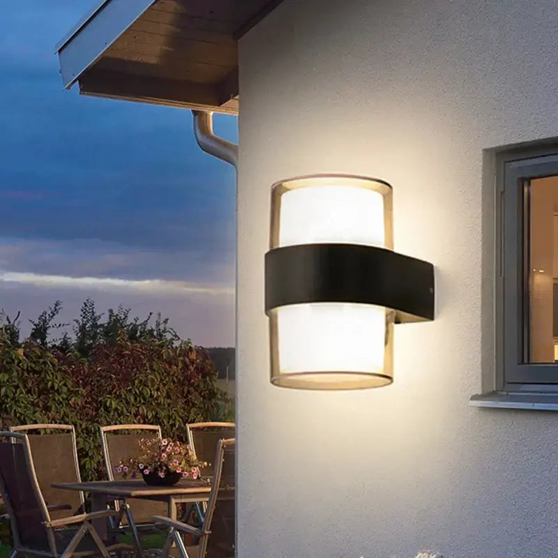 Modern black courtyard led wall light with sleek metal frame and frosted diffuser for decorbites courtyard led use