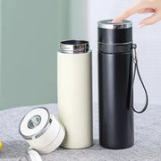 Modern black and cream 400ml stainless steel vacuum tumbler with silver accents and textured grip for travel use