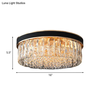 ديكوربايتس™ - مصباح أسطواني حديث من الكريستال الأسود بخمسة مصابيح مثبت في السقف لغرفة النوم