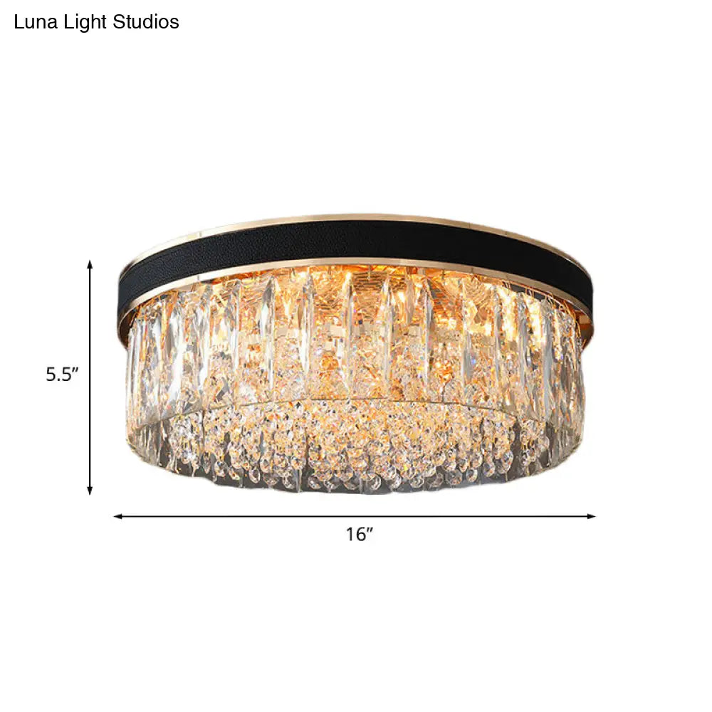 ديكوربايتس™ - مصباح أسطواني حديث من الكريستال الأسود بخمسة مصابيح مثبت في السقف لغرفة النوم