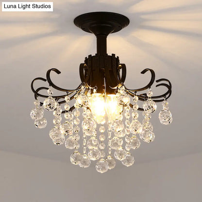 DecorBites™ Lámpara de techo semiempotrada moderna con bola de cristal negra y 3 cabezales para dormitorio
