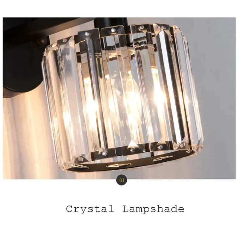 Modern black crystal bird wall lamp featuring clear faceted crystal lampshade with sleek black metal frame decorbites crystal bird