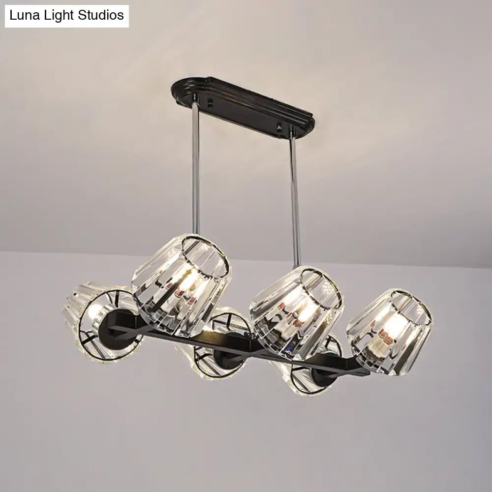 Modern black metal chandelier with four clear crystal block glass shades light kit for dining room decorbites modern conic