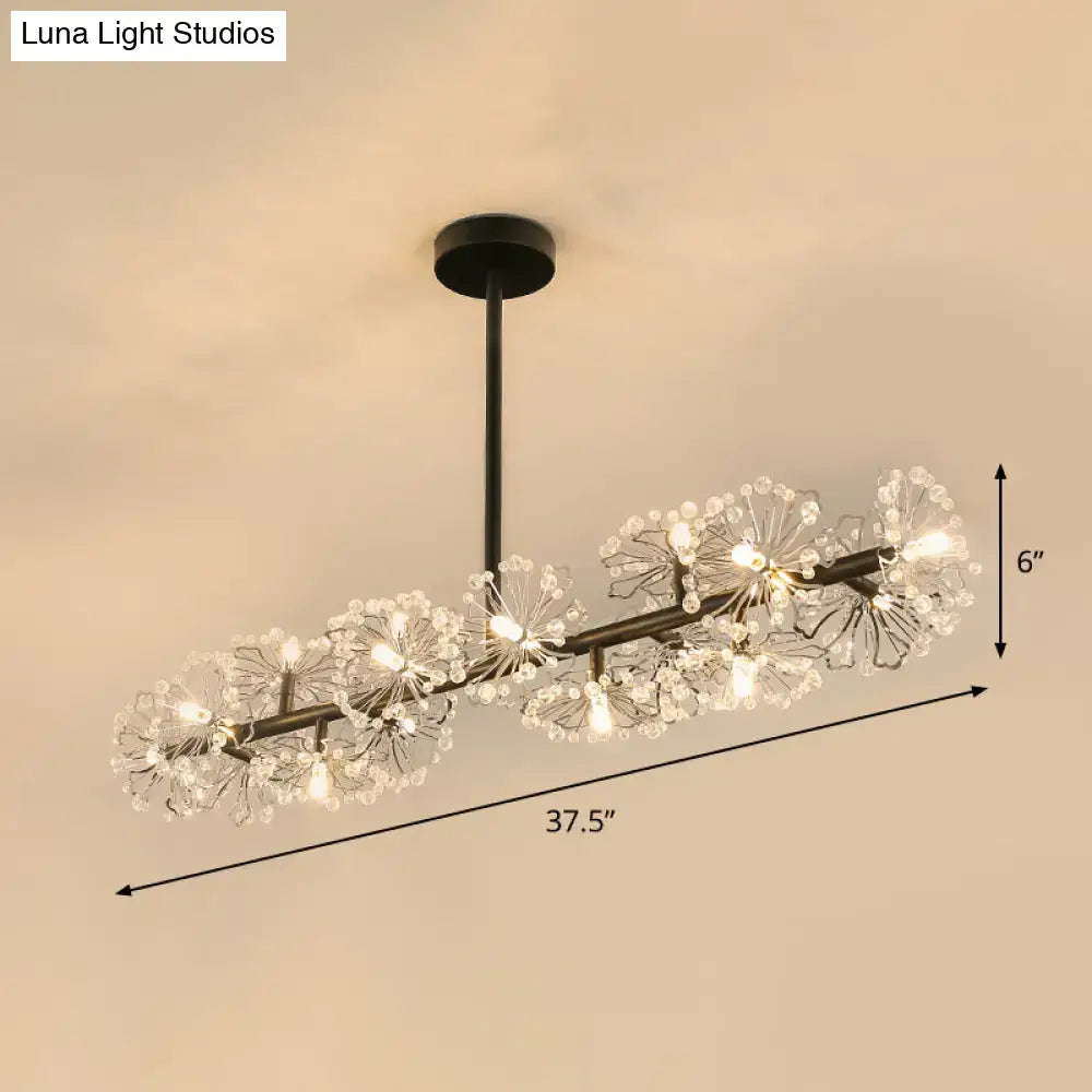 A modern black crystal blossom chandelier with clear crystal flower clusters for dining table decorbites modern black lighting