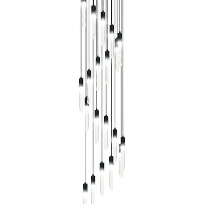 Modern black crystal bubble chandelier pendant light with sleek black-and-white gradient glass shades by decorbites