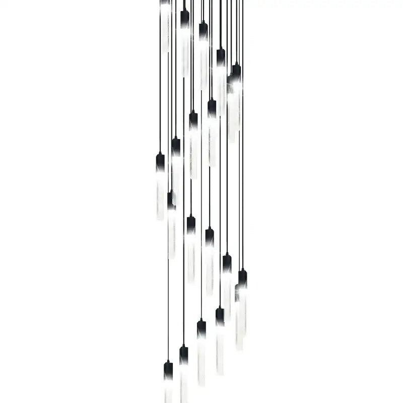 Modern black crystal bubble chandelier pendant light with sleek black-and-white gradient glass shades by decorbites