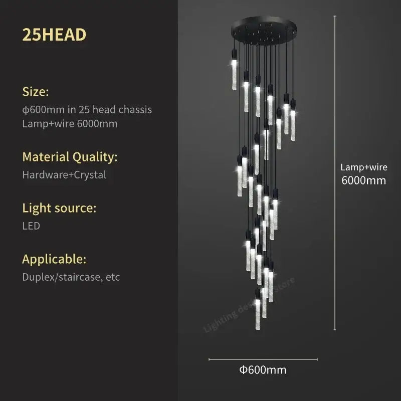 Modern black crystal bubble chandelier pendant light with 25 led light heads for elegant staircase decorbites lighting