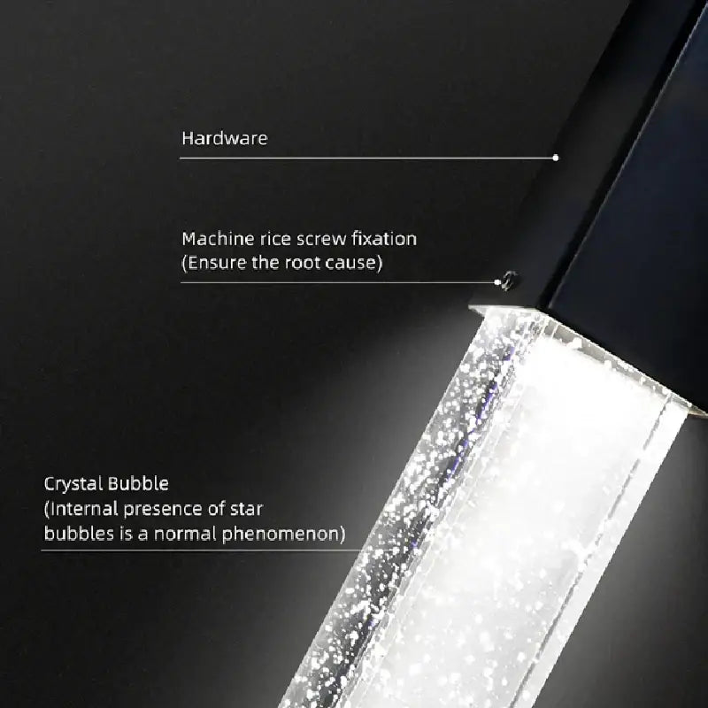 Modern black crystal bubble chandelier pendant light with clear acrylic led fixture and internal star bubbles decorbites crystal bubble