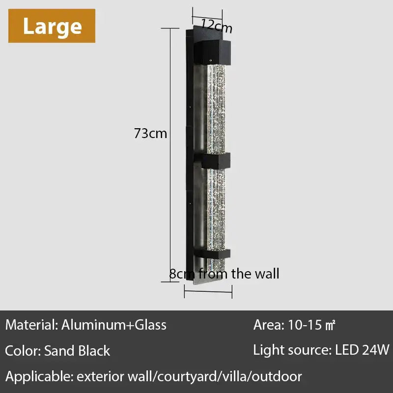 Modern black crystal bubble led wall lamp with sand black aluminum frame and sparkling glass panel for wall decorbites lighting