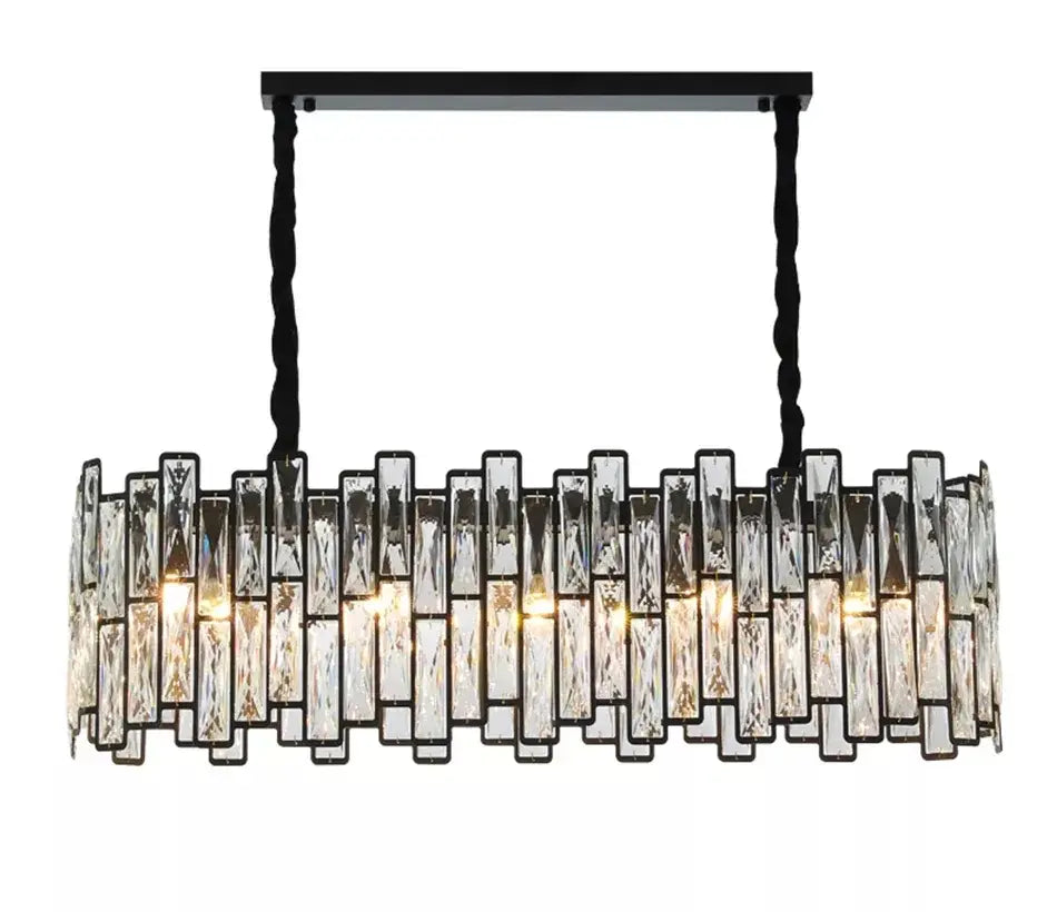 Modern black crystal chandelier with twisted cords and clear rectangular prisms for dining room decorbites black crystal