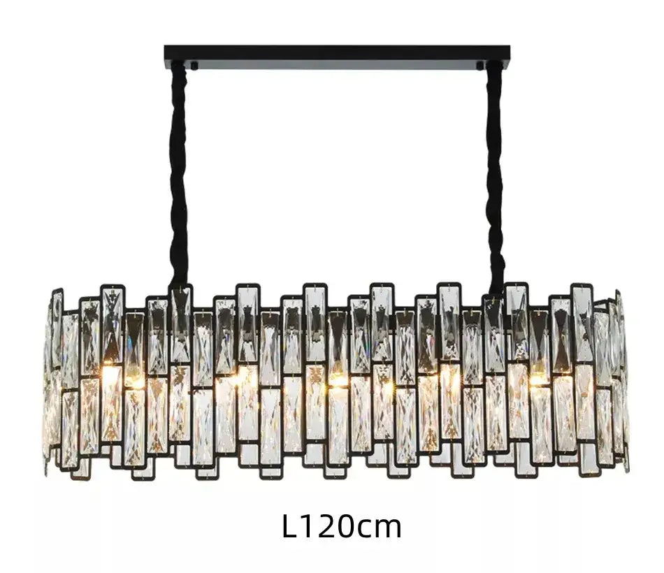 Modern black crystal chandelier with a black metal frame and faceted crystal bars for dining room decorbites black crystal