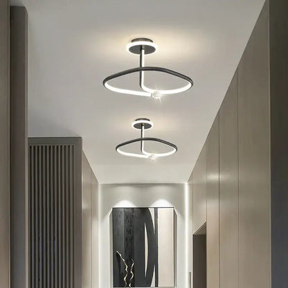 Modern black crystal chandelier with sleek curved led ring light by decorbites black for living room decor