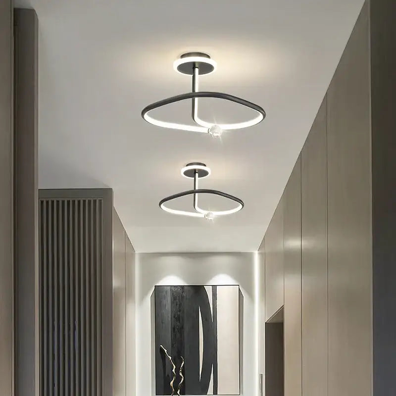 Modern black crystal chandelier with sleek curved led ring light by decorbites black for living room decor