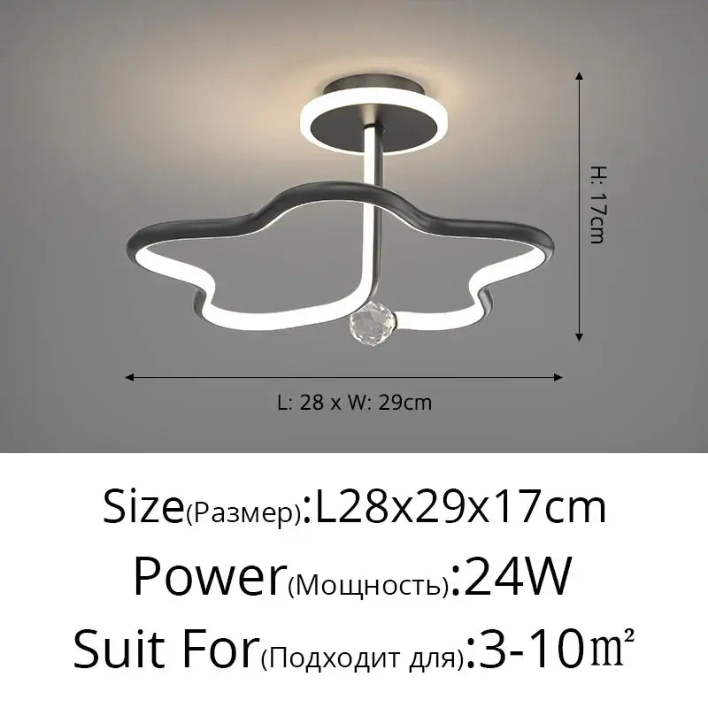 Modern black crystal chandelier with white led ring light and cloud-like design featuring a crystal pendant decorbites black crystal