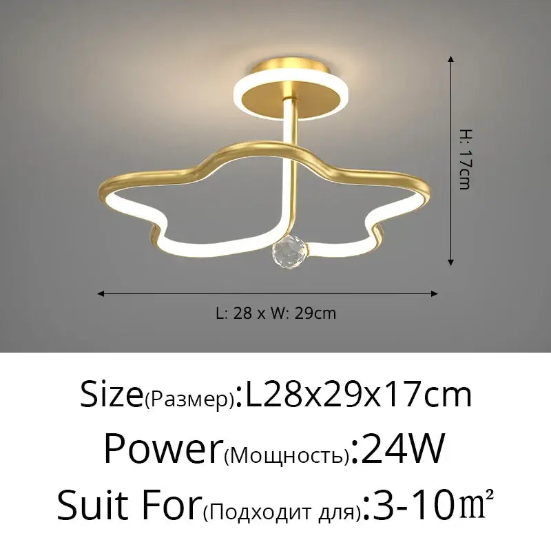 Modern gold ceiling light with curved design and crystal accent for decorbites black crystal chandelier decor