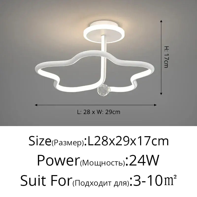 Modern white led ceiling light with cloud-like design and crystal accent for decorbites black crystal chandelier decor