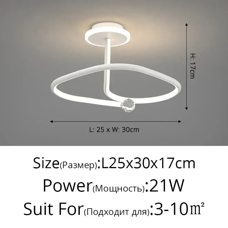 Modern white led ceiling light with sleek interlocking rings and faceted crystal accent decorbites black crystal chandelier