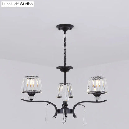 Lámpara de techo colgante moderna de cristal negro en forma de cono - 3/6 bombillas para dormitorio