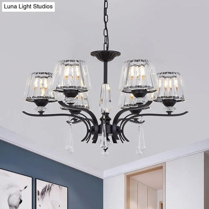 Lámpara de techo colgante moderna de cristal negro en forma de cono - 3/6 bombillas para dormitorio
