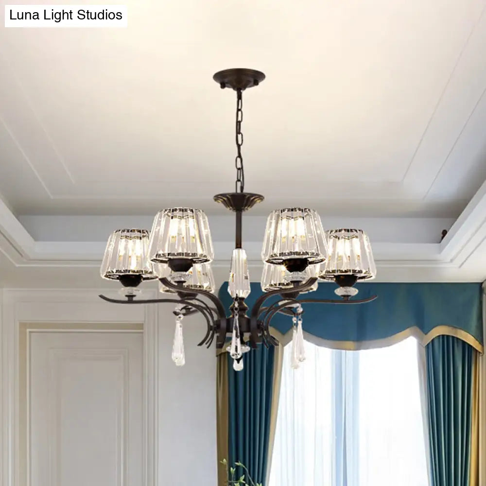 Lámpara de techo colgante moderna de cristal negro en forma de cono - 3/6 bombillas para dormitorio