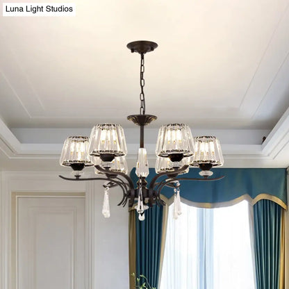 Lámpara de techo colgante moderna de cristal negro en forma de cono - 3/6 bombillas para dormitorio