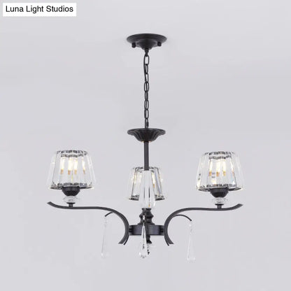 Lámpara de techo colgante moderna de cristal negro en forma de cono - 3/6 bombillas para dormitorio