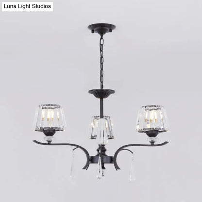 Lámpara de techo colgante moderna de cristal negro en forma de cono - 3/6 bombillas para dormitorio