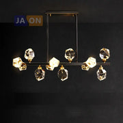Modern black crystal copper chandelier featuring gold-toned metal frame and faceted glass shades for dining room decorbites black crystal