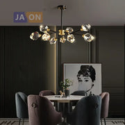 Modern black crystal copper led chandelier with black rod gold accents and faceted bulbs for dining room decorbites black crystal