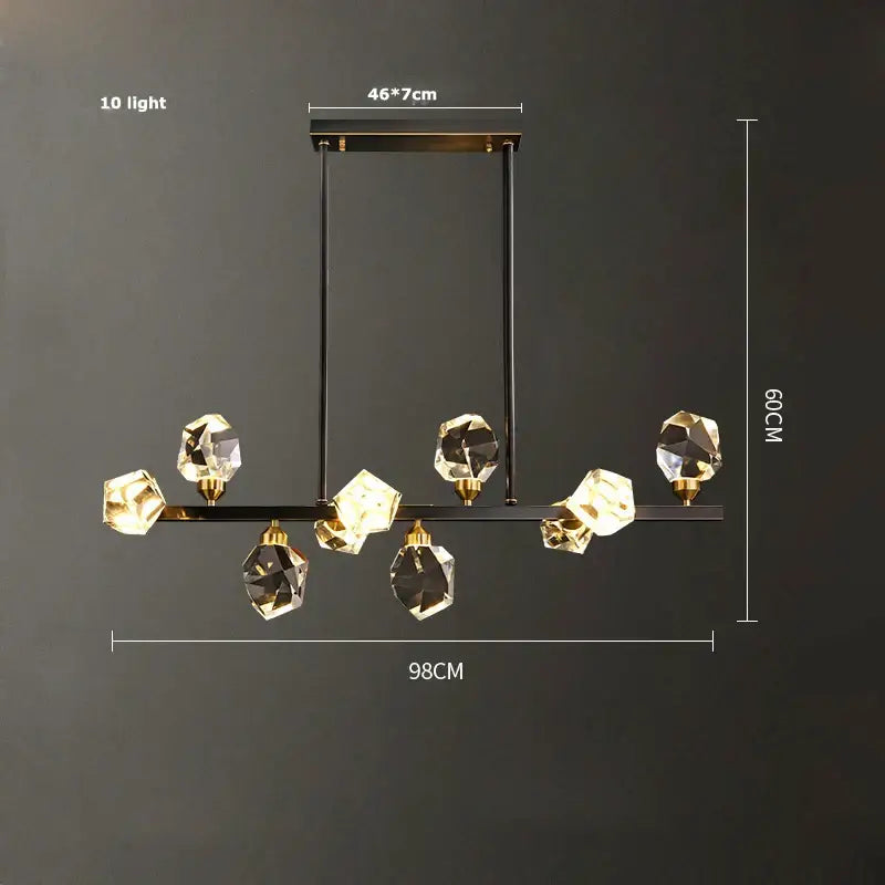 Modern black crystal copper led chandelier with ten faceted crystal lights for dining room decorbites black crystal