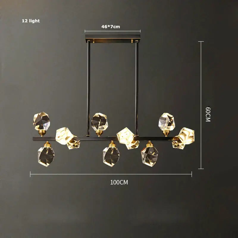 Modern black crystal copper led chandelier with twelve faceted crystal lights for elegant dining room decorbites black crystal