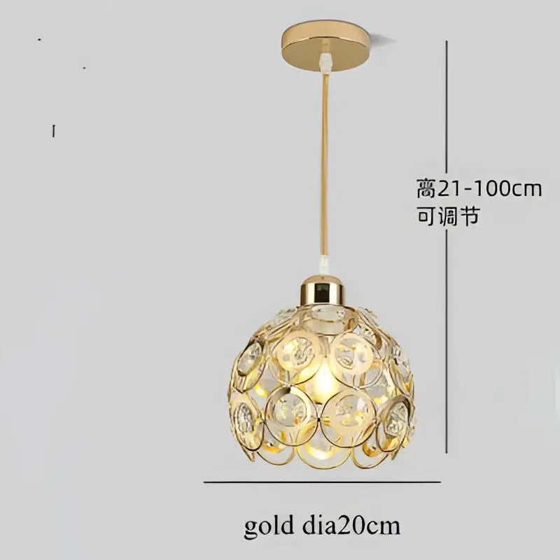 Gold-colored modern crystal flush mount ceiling light with spherical crystal discs for hallway decorbites crystal flush